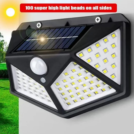 100LED solar wall light outdoor lighting waterproof Solar Lights Motion Sensor Street Lamp with Sunlight Powered Spotlight