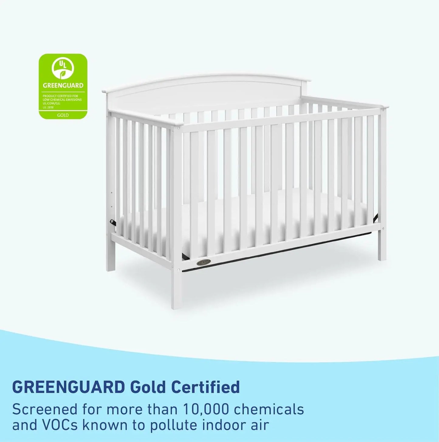 5-in-1 Convertible Crib (White) – Gold Certified, Converts from Baby Crib to Toddler Bed, Daybed and Full-Size Bed, Fits