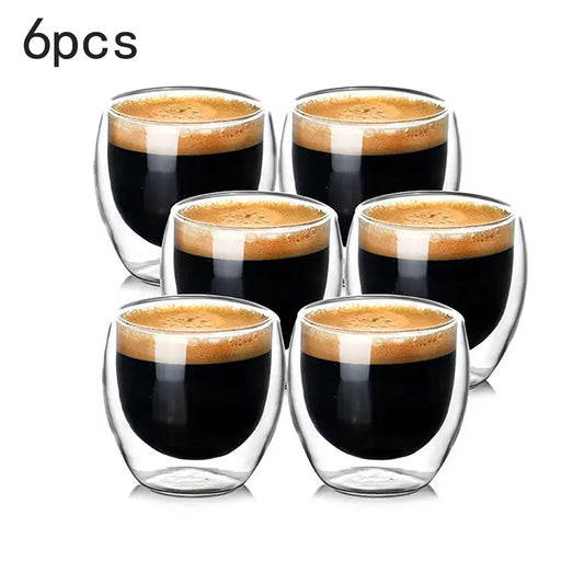 6PCS Double Wall Glass Water Cup Heat Resistant Coffee Set Beer Mug Tea Keep Hot And Cold Drinkware Insulated Glasses Cups