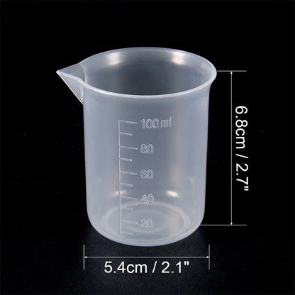 100ml Mixing Cups Plastic Liquid Container Epoxy Resin Scale Beaker Chemical Laboratory Cups Measuring Cup Kitchen Baking Tools