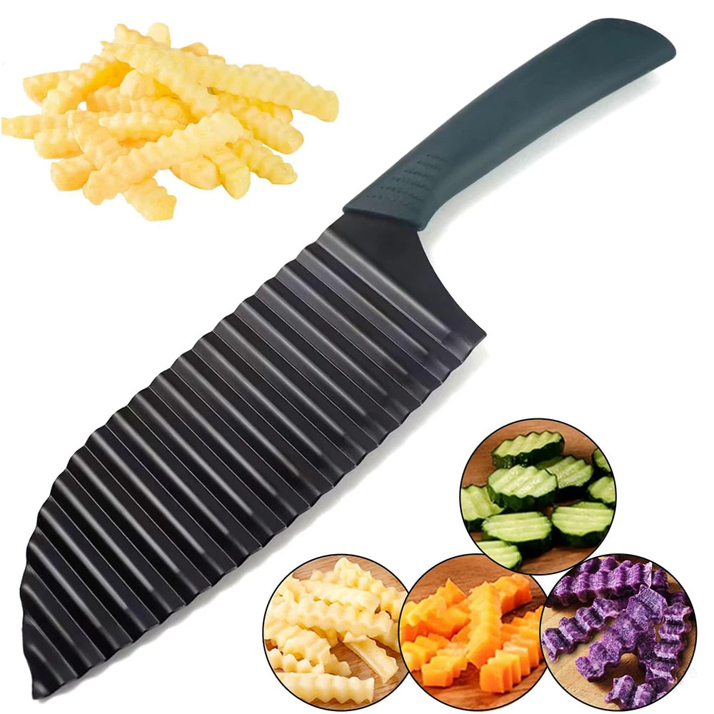 Stainless Steel Potato Wave Cutting Knife Dough Vegetable Fruit Crinkle Wavy Slicer French Fry Chopper Maker Kitchen Tools