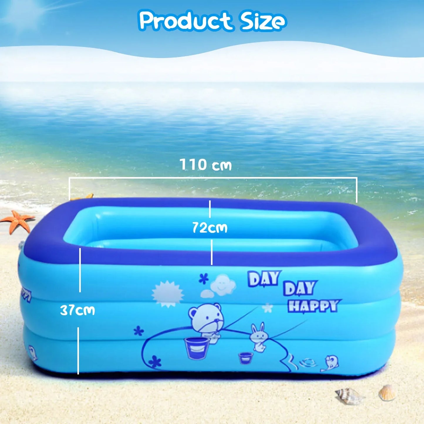 Thickening Inflatable Swimming Pool Family Summer Outdoor Water Play Pool Bathtub with Bubble Bottom for Kid Boy Girl Play Party