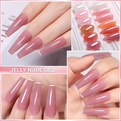 LILYCUTE 6PCS/SET 7ml Jelly Pink Nude Translucent Gel Nail Polish Set Semi Permanent Soak Off Nail Art Manicure Gel Set