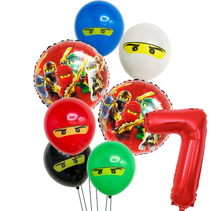 Cartoon Ninja Birthday Decorations  Paper Tableware Plate Cup Tablecloth Foil Ballons Kids Banner Cake Toppers Party Supplies