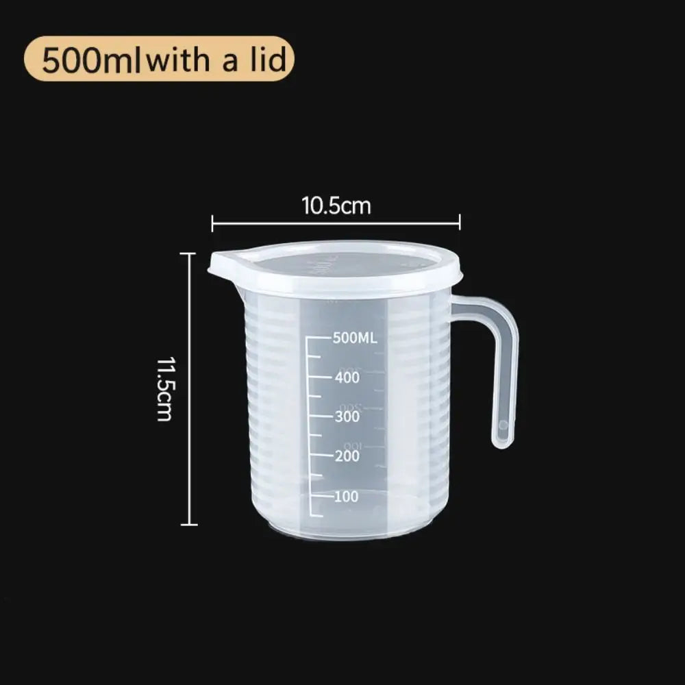 1PC Clear Graduated Measuring Cup Scale Plastic Transparent Mixing Cup Large Capacity With Lid Laboratory Beaker Kitchen Baking