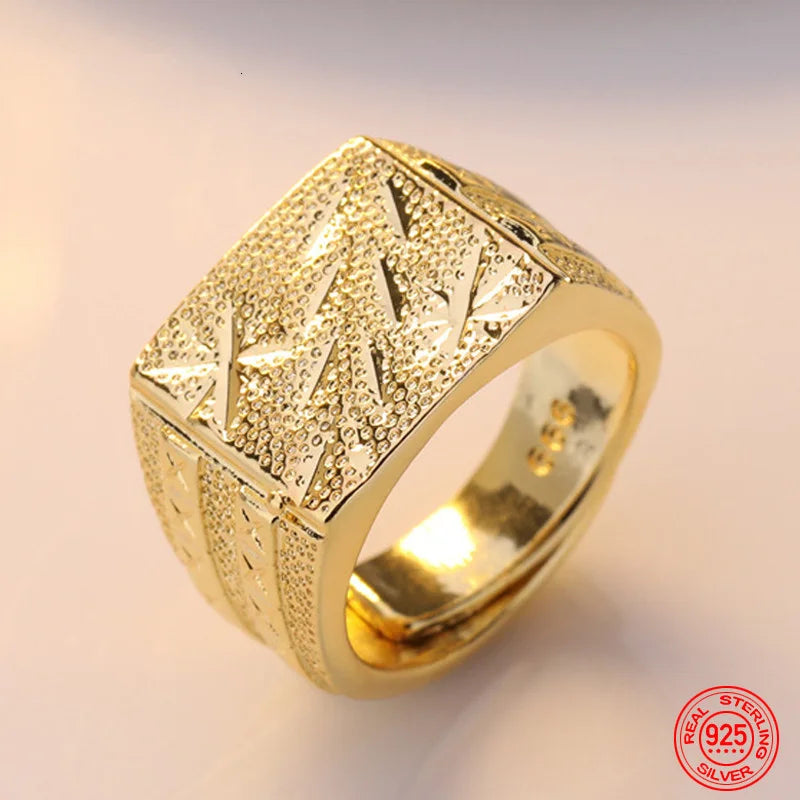 24 k gold ring can be adjusted for women, men's engagement party wedding jewelry gifts