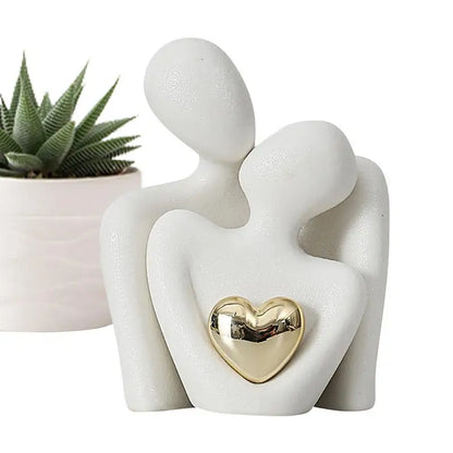 Nordic Decorative Abstract Couple Statue Modern Decoration Home Sculpture Ceramic Figure Figurines Living Room Crafts Ornaments