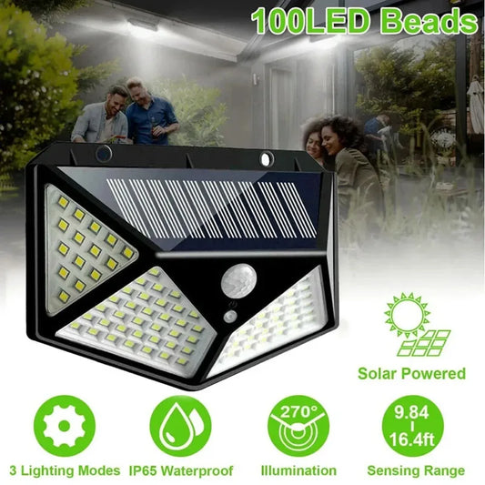 1Pcs 100 LED Wall Lights Outdoor Solar Lamp PIR Motion Sensor Solar Powered Sunlight Street Light for Garden Decoration