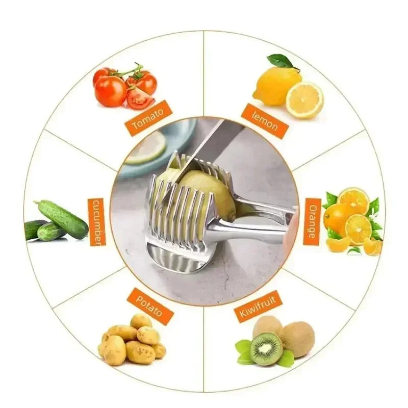 Lemon Slicer Small Multifunctional Hand Clip Tomato Slicer Stainless Steel Fruit Slicing Tool Manual Slicer Kitchen Supplies