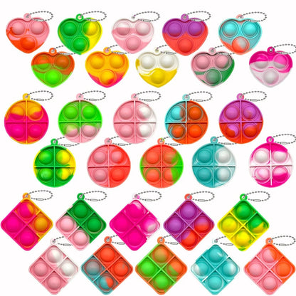 30PCS Pop Fidget Toys Mini Pop Keychains Toddler Toys Fidgets Pack Sensory Toys Bulk Packs Reduce Pressure Party Favors Gifts