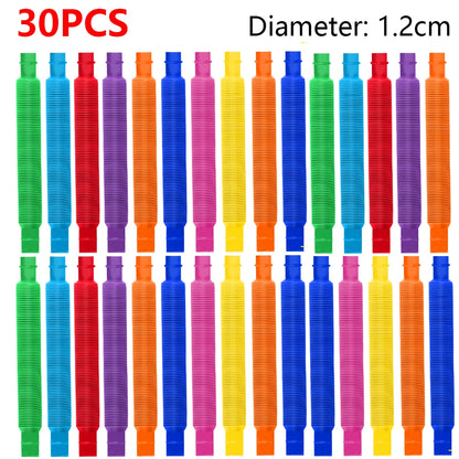 10-30PCS Colorful Telescopic Tubes Fidget Toys Plastic Sensory Pop Tubes Stress Relief Toys Adults Decompression Kids Toys Gifts