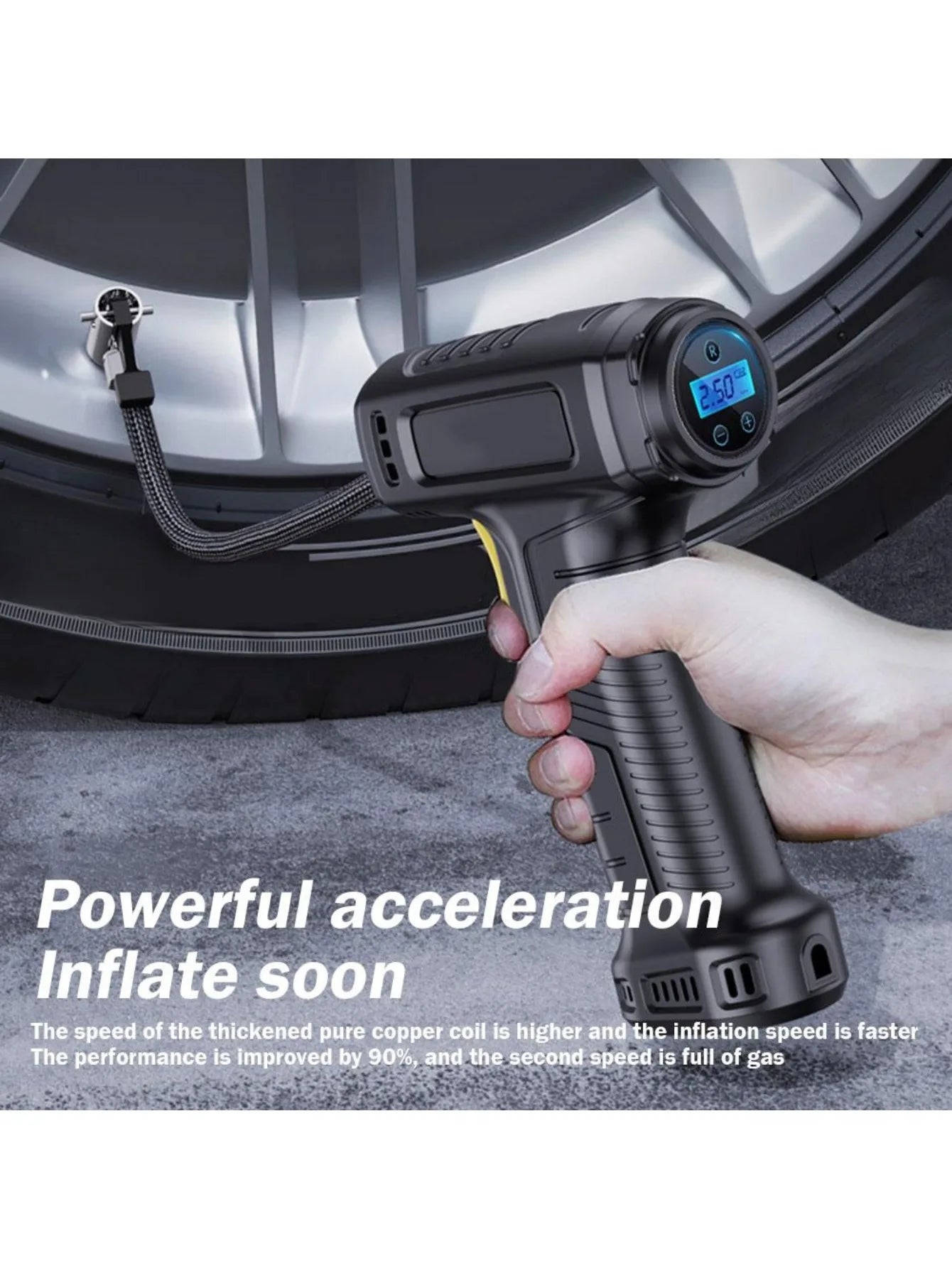 120W Handheld Air Compressor Wireless/Wired Inflatable Pump Portable Air Pump Tire Inflator Digital for Car Bicycle Balls