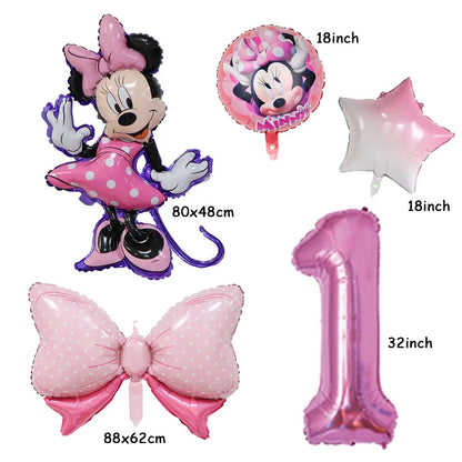 Minnie Mouse Birthday Party Decoration Girls Disposable Tableware Balloon Cups Plates Tablecloth Balloon Baby Shower Party Decor