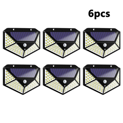 1/2/4/6/10Pcs 100 LED Wall Lights Outdoor Solar Lamp PIR Motion Sensor Solar Powered Sunlight Street Light for Garden Decoration