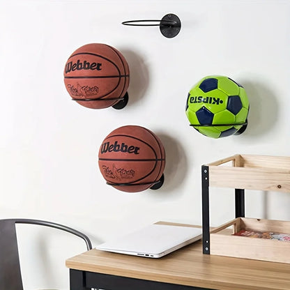 1pc/2pcs Metal Wall Mounted Sports Ball Display Stand For Basketball, Football, Volleyball, Durable Wall Storage Rack