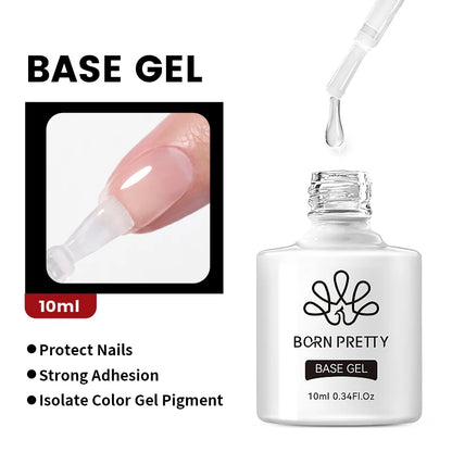 BORN PRETTY 10ml Base Gel Top Coat Rubber Gel Reinforcement Gel for Nails Tools Soak Off UV LED Nail Varnish Function Gel