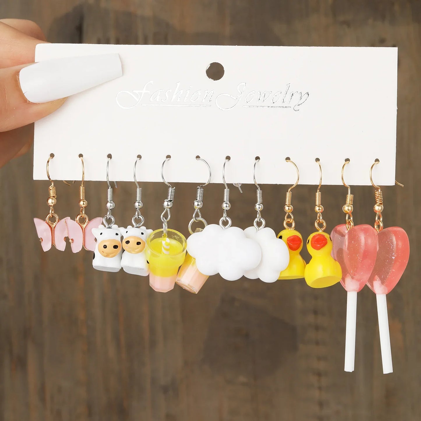 Cartoon Animal Earrings Set For Women New Y2K Girl Cute Colorful Geometric Acrylic Duck Love Drop Earrings Trendy Jewelry Gifts