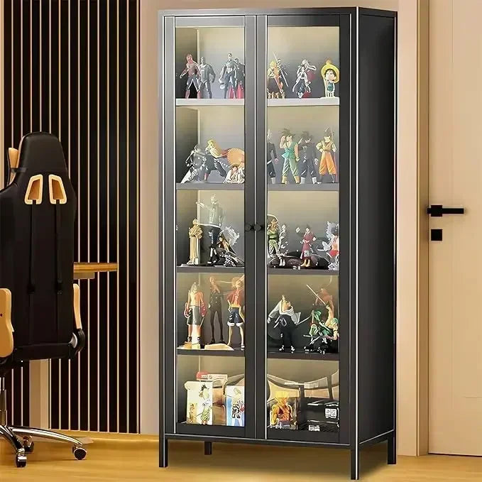 Display Cabinet, 5-Tier Tall Bookcase with Adjustable Shelves, Collectibles Toy Organizers Rack & Display Shelf, Bookshelf