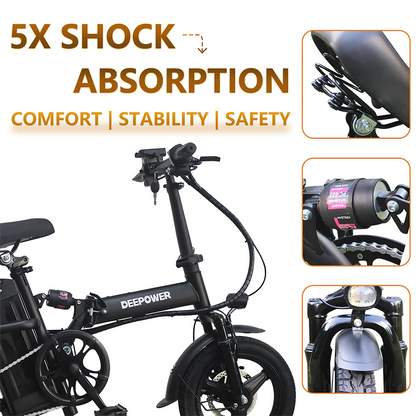 Electric Bike for Adults 600W Peak Motor, 20 mph Folding Ebike, 14" Adults Electric Bicycles,3 Levels Assist,Multi-Shock Ebike,