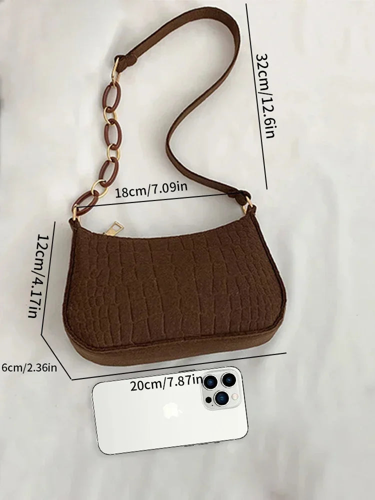 Wool Fiber Small Square Bag New Korean Style Fashion Stone Pattern Shoulder Creative Bag for Women