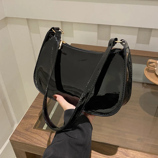 Retro Solid Color PU Leather Shoulder Bag Fashion Women's Handbags Casual Designer Hobos Underarm Bag