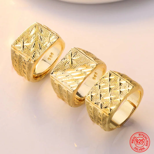 24 k gold ring can be adjusted for women, men's engagement party wedding jewelry gifts