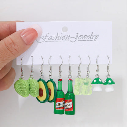 Fashion Sweet Fruit Drink Earrings Set for Women Cute Cartoon Food Ice Cream Donut Funny Resin Earrings Party Jewelry Gift New