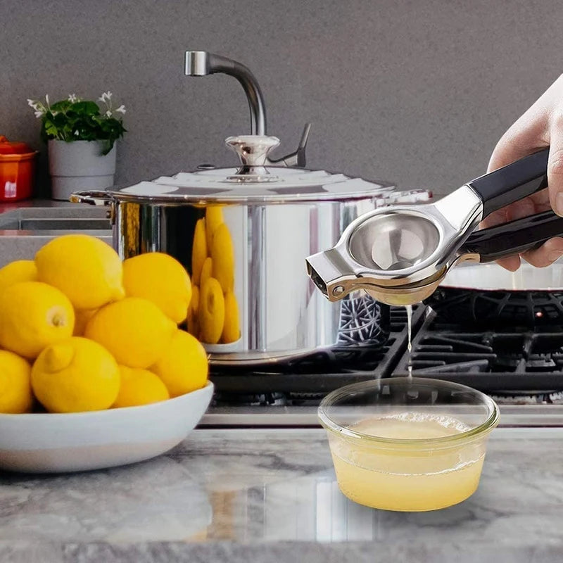 Lemon Squeezer - New Stainless Steel Manual Lemon Juicer Lemon Lime Squeezer Press with High Strength Silicone Handle