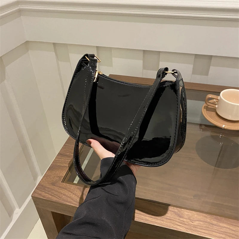 Retro Solid Color PU Leather Shoulder Bag Fashion Women's Handbags Casual Designer Hobos Underarm Bag