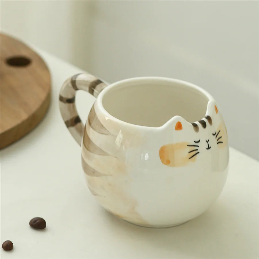 1pc cute ceramic cup, cat shaped mug, 380ml/13oz milk, coffee, and water cups