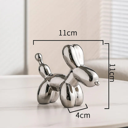 11cm Mini Ceramic Balloon Dog Abstract Ornament Creative Sculpture Study Room Statue Home Office Accessories Festival Decoration