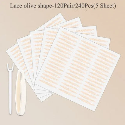 240Pcs Double Fold Eyelid Tape Sticker Lace Nature Clear Beige Stripe Self-adhesive Natural Eye Makeup Make Up With Tool New