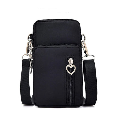 Waterproof Mobile Phone Bag Women's Mini Oxford Crossbody Bag Daily Multi-layer Zipper Purse Casual Outdoor Travel Nylon Bag