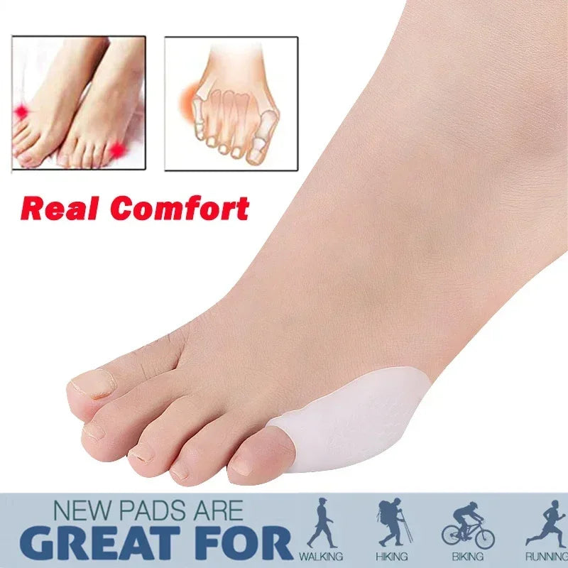 1pair Silicone Gel Thumb Corrector Bunion Little Toe Protector Separator Hallux Valgus Finger Straightener Foot Care Relief Pads