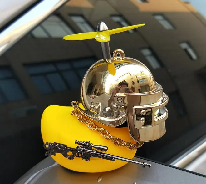 Broken Wind Rubber Duck Motor Accessories Yellow Duck with Helmet Auto Car Accessories Duck In The Car Car Interior Decoration