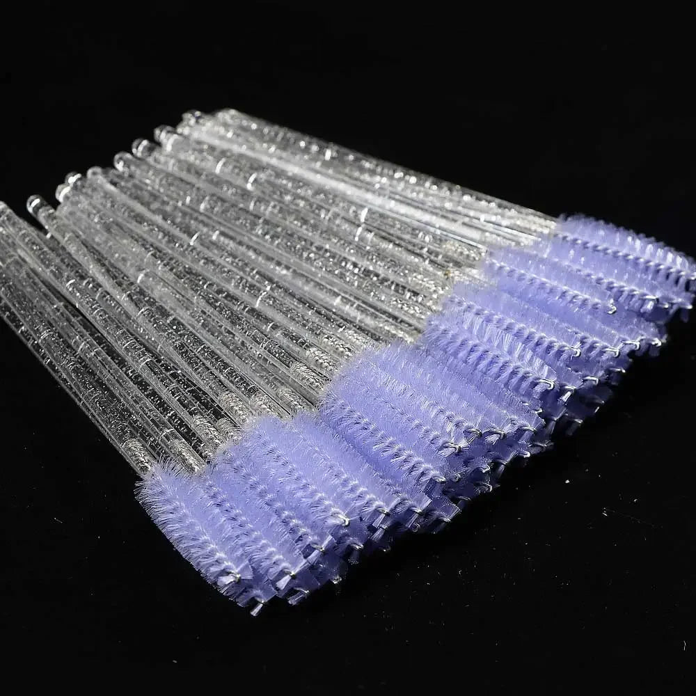 CNKESS 50pcs Disposable Eyelash Brushes Extension Crystal Eyebrow Brush Mascara Wand Eye Lashes Cosmetic Tool Set Makeup Beauty