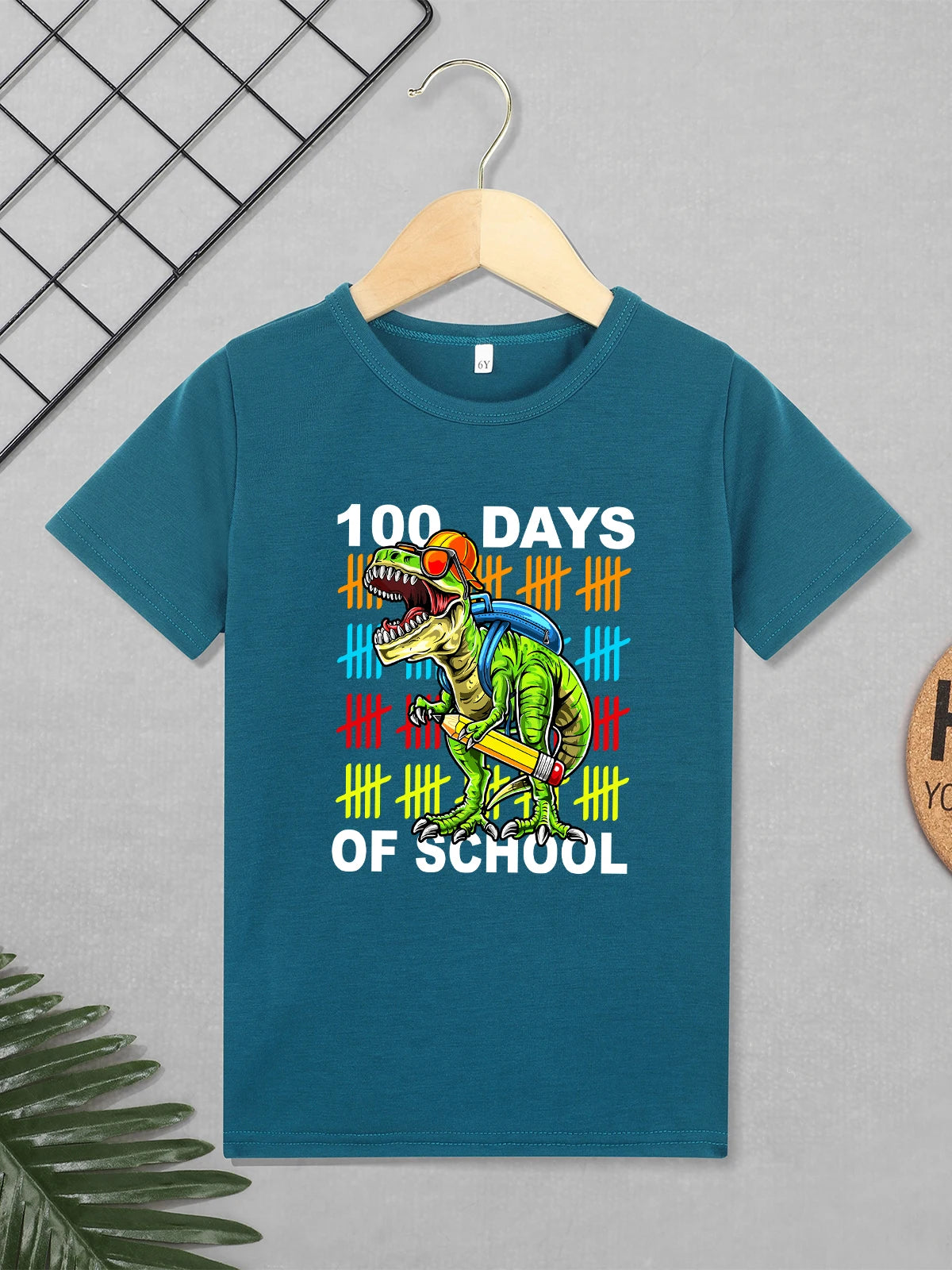 100 Days of School Boys Clothes Hipster Cool Dinosaur Print Cartoon Kids T Shirt Summer Street Casual Tops Toddler T-shirt