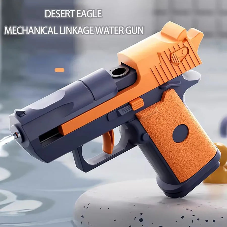 Kids Summer Mini Desert Eagle Mechanical Continuous Firing Water Gun Small Pistol Outdoor Beach Pool Toys Shoot Water Guns Gifts