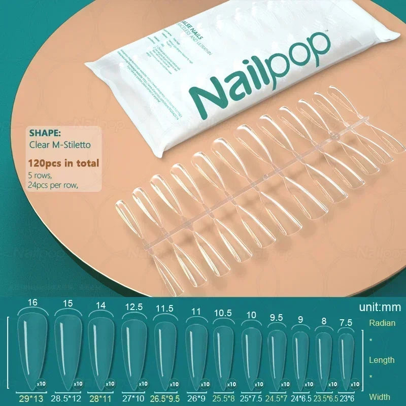 NAILPOP 120pcs Fake Nails Full Cover Press on Nails Coffin Soft Gel American Pose Capsule False Nail Tips for Extension System