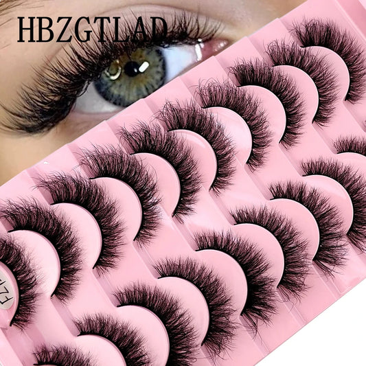 10 Pairs Faux Mink Eyelashes Handmade False Eyelashes Natural Nude Makeup Simulation Cross Messy Eye 3D Curly Eyelashes