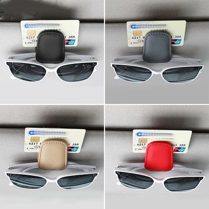 Universal Car Sunglasses Holder Car Magnetic Leather Clip Card Ticket Holder Auto Sun Visor Glasses Box Decoration Accessories