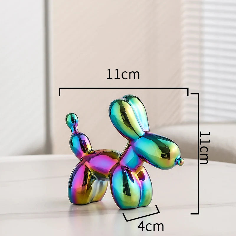 11cm Mini Ceramic Balloon Dog Abstract Ornament Creative Sculpture Study Room Statue Home Office Accessories Festival Decoration