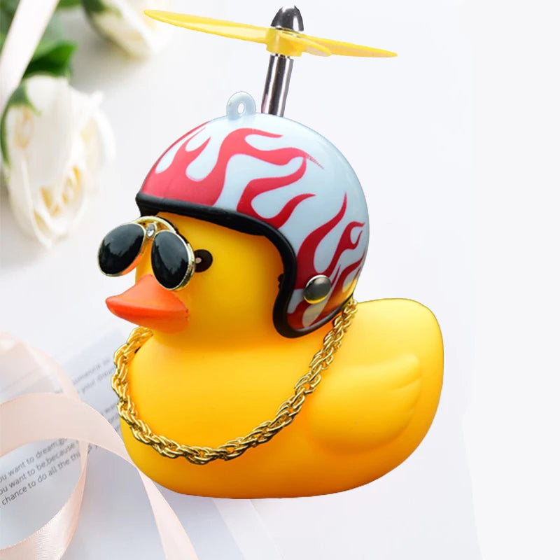 Car Duck With Helmet Broken Wind Pendant Small Yellow Duck Road Bike Motor Helmet Riding Cycling Accessories Without Lights