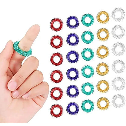 10pcs Finger Rings Set for Teens  Adults Stress Reducer Massager Stress Relief Fidget Toys Acupressure Rings Spiky Sensory