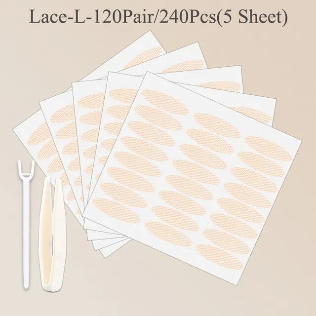 240Pcs Double Fold Eyelid Tape Sticker Lace Nature Clear Beige Stripe Self-adhesive Natural Eye Makeup Make Up With Tool New