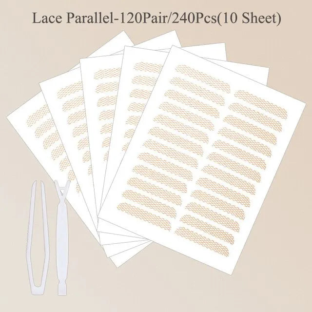 240Pcs Double Fold Eyelid Tape Sticker Lace Nature Clear Beige Stripe Self-adhesive Natural Eye Makeup Make Up With Tool New