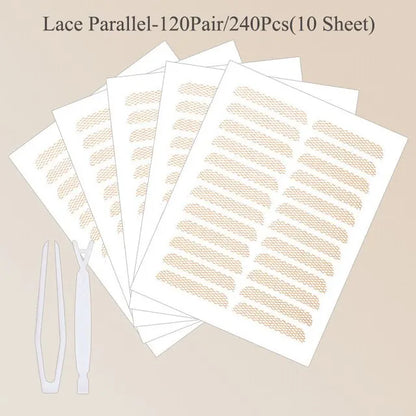 240Pcs Double Fold Eyelid Tape Sticker Lace Nature Clear Beige Stripe Self-adhesive Natural Eye Makeup Make Up With Tool New