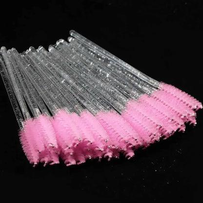 CNKESS 50pcs Disposable Eyelash Brushes Extension Crystal Eyebrow Brush Mascara Wand Eye Lashes Cosmetic Tool Set Makeup Beauty