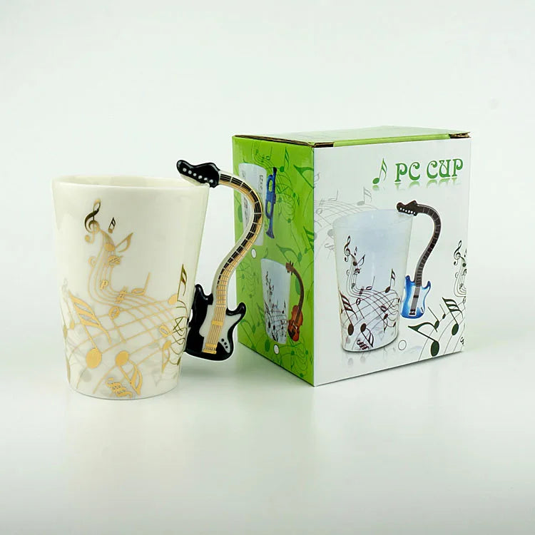 240ml Creative Music Ceramic Mug Guitar Violin Style Cute Coffee Tea Milk Stave Mugs And Cups with Handle Novelty Gifts