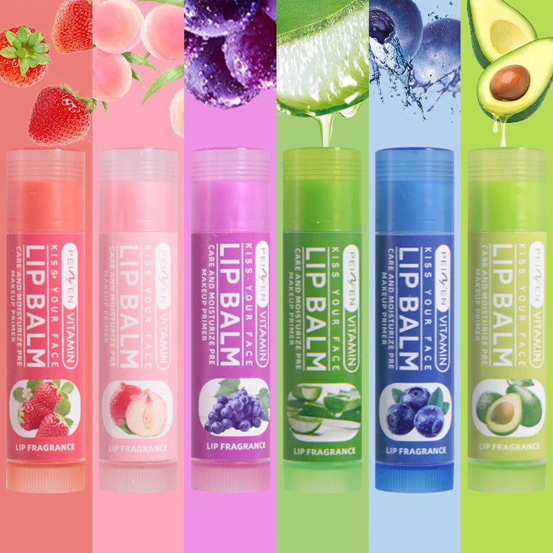 DNM Multi Fruit Flavors Moisturizing Hydrating Base Lip Balm Set Makeup Lip Care Daily Care Balm for Women and Men 6Pcs Set